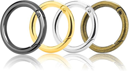 12Pack 1 Inch Spring O Ring Clip Keychain, 4 Colors Round Carabiner Clip Keyrings Snap Hook Buckle for Purse Shoulder Bag Chain Ring Clip Replacement Paracord Keychain Lanyard Leather Repair Hardware