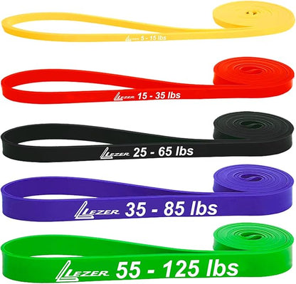 LEZER Resistance Bands - Pull Up Bands for Home Gym Fitness, Stretching, Physical Therapy & Training - Includes Instruction