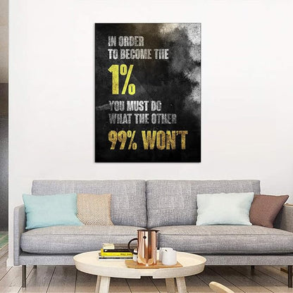 1% Entrepreneur Motivational Canvas Wall Art -Inspirational Office Wall Art Poster Quotes - Canvas Artwork Picture Print Framed for Home Office Bathroom Bedroom Wall Decor-16 x20