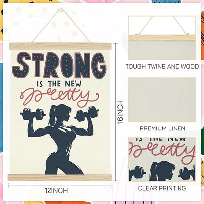 Gym Motivational Posters College Dorm Posters Gifts for Girls Friends Strong is The New Pretty Gym Flag Wall Art Decor Sign for Home Gym Bedroom Office