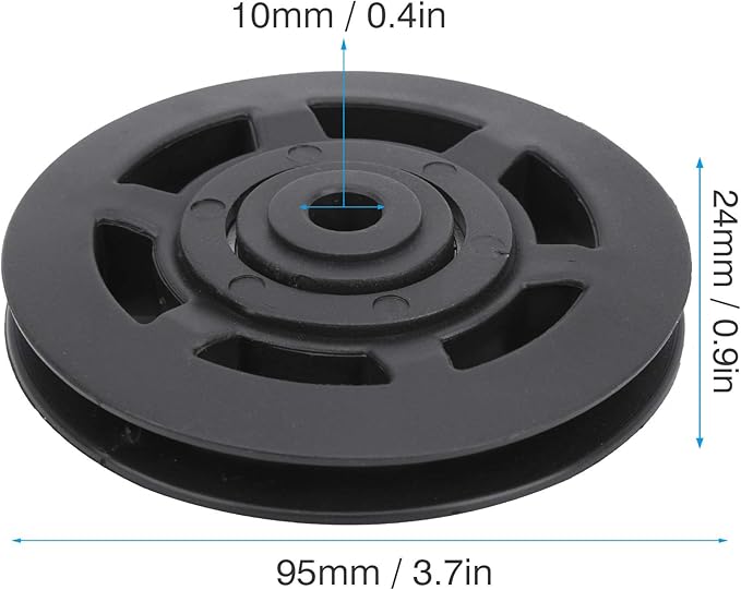 10 Pcs 95mm Universal Nylon Bearing Pulley Wheel Replacement Black for Gym Fitness Equipment Combination Fitness Products