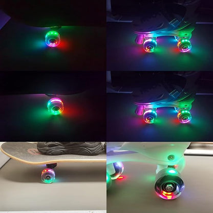FREEDARE Roller Skate Wheels 54mm/58mm and Bearings Indoor Outdoor Luminous Light Up 83A with T Tools for Double Row Skating and Skateboard (8 Pack)