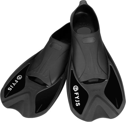 FYJS Short Swim Fins with Comfortable Full Foot Pocket Travel-Size for Snorkeling and Scuba Diving