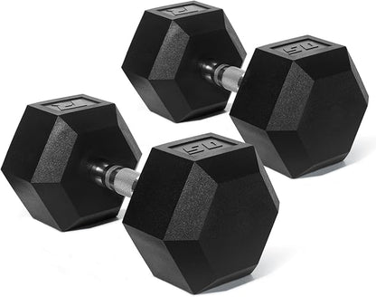 RitFit 5-650 LBS PVC Encased Hex Dumbbell Sets with Optional Rack for Home Gym, Hand weight with Chrome Handle for Strength Training, Workouts
