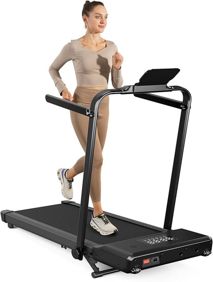 Walking Pad Treadmill with Handle bar, 3.0HP Small Foldable Treadmills for Home with APP Remote Control and LED Display, 7.5MPH Portable Treadmill 300 Lbs Capacity