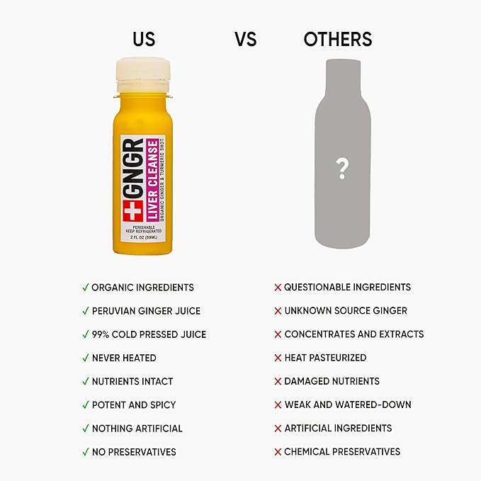 '+GNGR Liver Cleanse Shot, Cold-Pressed Ginger Shot with Milk Thistle, Dandelion Root, Turmeric Root, Immunity Shot for all natural Liver Support, Detox, Immunity, Digestion, Cleanse (2 Oz, Pack of 12)