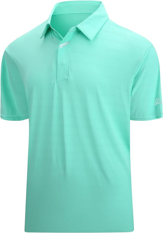 Esabel.C Jacquard Golf Shirts for Men Moisture Wicking Short Sleeve Performance Dry Fit Active Mens Polo Shirts