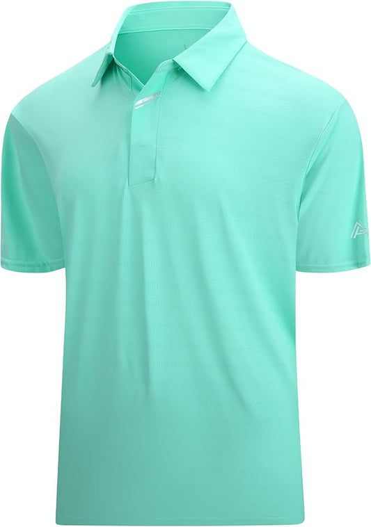 Esabel.C Jacquard Golf Shirts for Men Moisture Wicking Short Sleeve Performance Dry Fit Active Mens Polo Shirts