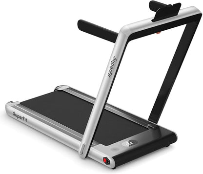 GYMAX Walking Pad, 2.25HP Dual Display Foldable Treadmill for Home with Remote/Smart App Control, Portable Compact Treadmill for Office Under Desk, Folding Running Machine for Small Spaces