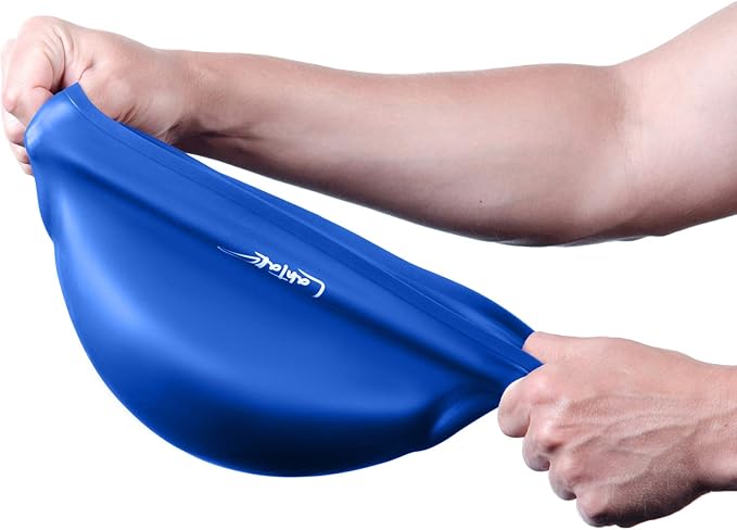 3D Swim Caps - Ear Protection Swimming Cap for Women & Men - Silicone, Waterproof - Fits Long & Short Hair - Adult & Youth