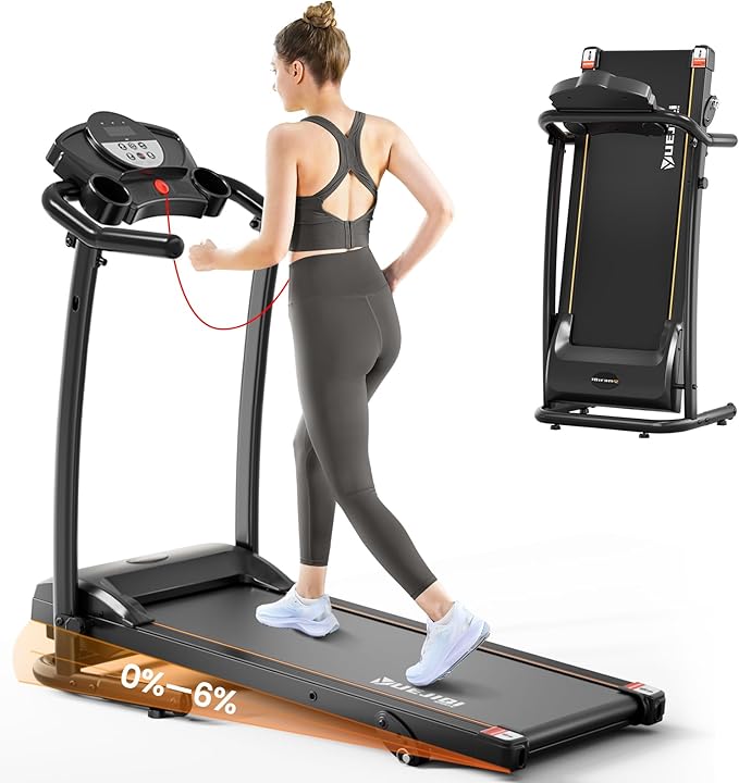 Treadmills for Home, 3.0HP Quiet Brushless Foldable Treadmill with Incline, Small Space Portable Running Walking Machine, 300/240 Lbs Capacity with 12 Preset PROG, LED Display and Phone Holder