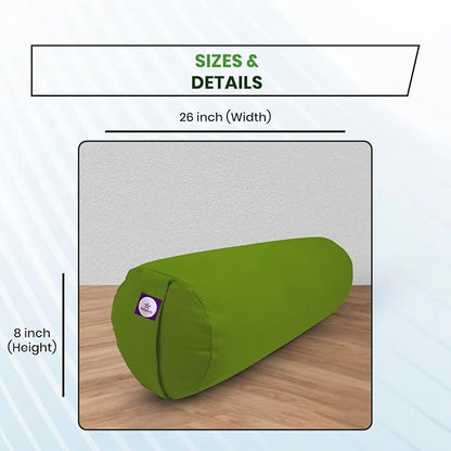 Yogikuti Iyengar Yoga Bolster for Restorative Yoga and Meditation – Lightweight Cotton Support Pillow with Handle for Easy Carry, Versatile for Pose Modification, Balance, Back Relief, and Relaxation