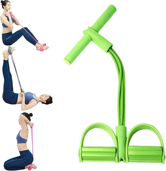 21 Fitness Resistance Bands - 4 Tube Pedal Ankle Puller, Yoga Handle Bands Exerciser Multifunction Trainer Tension Rope for Body, Abdomen, Waist, Arm, Tummy Exercise Stretching Training ( Color : Gree