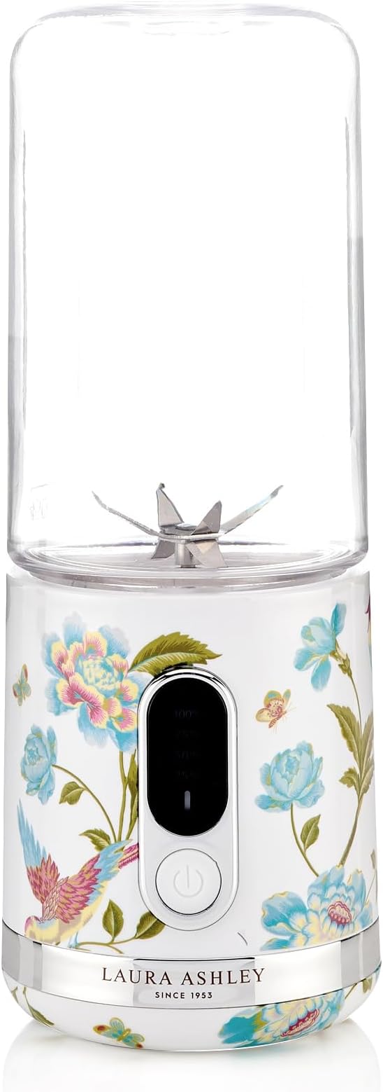 Laura Ashley Portable Blender for Smoothies by VQ - Compact, Powerful & Easy to use USB Rechargeable Mini Blender for Shakes and Smoothies with 450 mL Bottle - Smoothie Blender for Kitchen/Gym/Travel