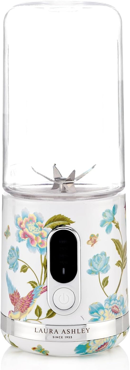 Laura Ashley Portable Blender for Smoothies by VQ - Compact, Powerful & Easy to use USB Rechargeable Mini Blender for Shakes and Smoothies with 450 mL Bottle - Smoothie Blender for Kitchen/Gym/Travel