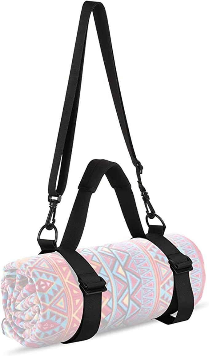 WISDING Yoga Mat Strap, Portable Yoga Mat Sling, Picnic Blanket Strap with Adjustable Shoulder Strap & Handle for Festivals Picnics Camping Motorcycle Bedroll Pilates