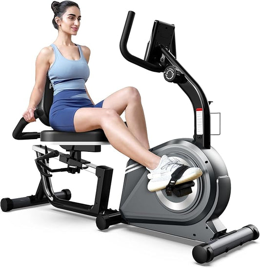 Recumbent Exercise Bike for Home,Recumbent Stationary Bikes for Adults & Seniors,Load Capacity of 400 pounds,Equipped with 16 Adjustable Gears, and Soft Adjustable Seats
