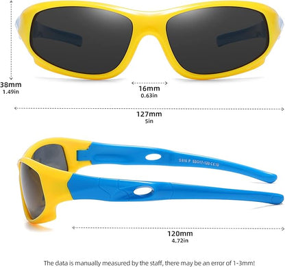 DYLB 3 Pack Flexible Kids Polarized Sunglasses For Boys Girls With Strap, Sport Sunglasses for Children Age 3-10.
