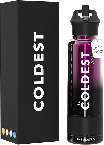 Coldest Insulated Water Bottle with Straw Lid - Stainless Steel Metal Insulated Bottle for Men & Women (Violet Nova, 40 oz)