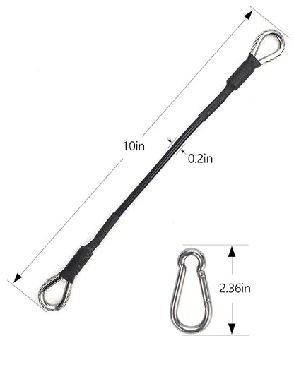 (2PCS) 10 Inch Gym Extension Cords Compatible with Bowflex Home Gym Equipment Accessories for LAT/Tricep Pulldown and Leg Extension Machines - Gym Extension Cords with Carabiner