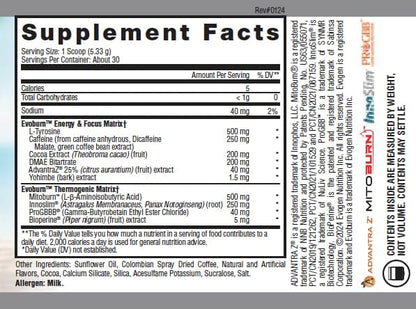 Evogen Evoburn - Thermogenic Fat Burner for Men & Women | Energy, Focus, & Appetite Control | Advanced Metabolism Booster Fat Burner Formula with MitoBurn & Caffeine | Iced Mocha Coffee | 30 Servings