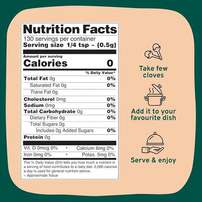 HANDPICK Organic Cloves Whole (2.3oz, 65g) Premium Cloves from South India | Packed in a Resealable Zip Lock Pouch | Perfect for Cooking, Smoothies, Pomander Balls & Tea