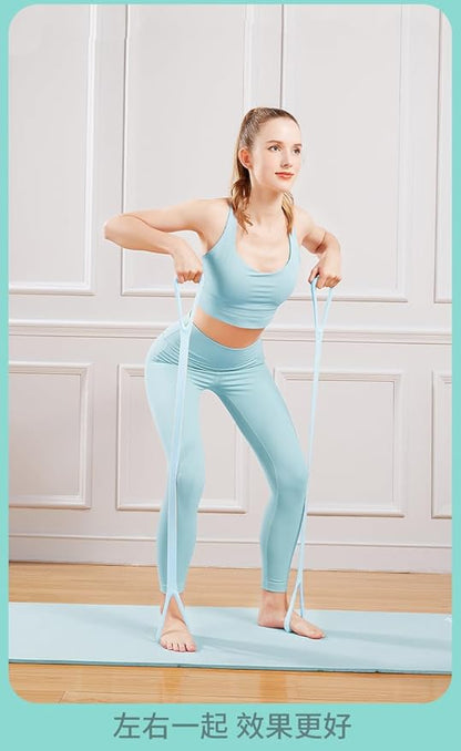 Figure 8 Resistance Band, Arm Back Shoulder Exercise Elastic Rope Stretch Fitness Band, Foot, Leg, Hand Stretcher, Arm Exerciser for Yoga Pilates Stretching Physical Therapy, Home Gym Workout（ Pink