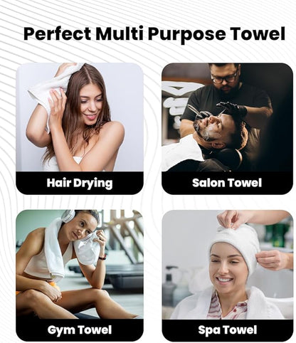 Avalon Salon Towel - White Hand Towels Bulk Pack of 24-100% Cotton Absorbent Spa, Facial & Gym Towels for Working Out - 16x27 Inches (Not Bleach Proof)