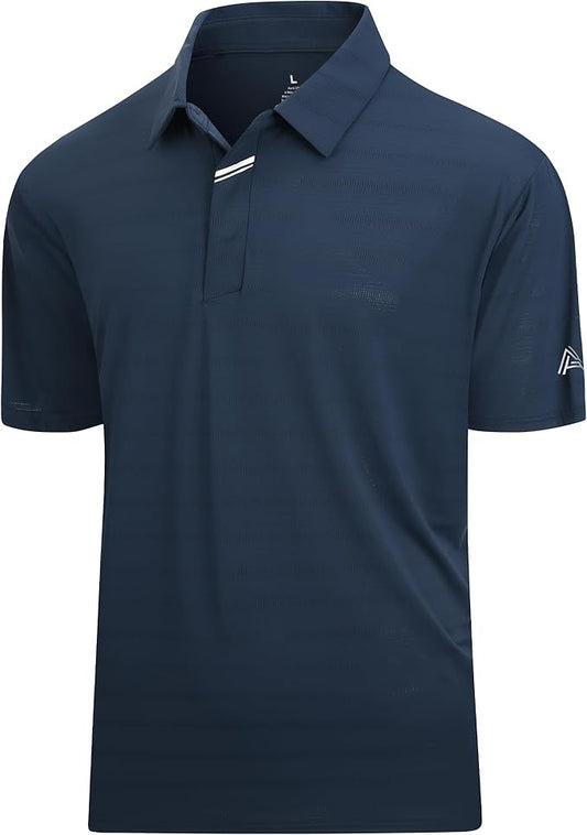 Esabel.C Jacquard Golf Shirts for Men Moisture Wicking Short Sleeve Performance Dry Fit Active Mens Polo Shirts
