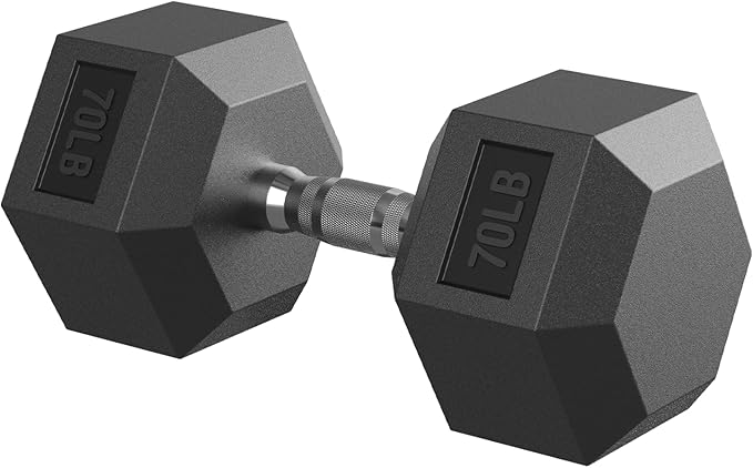 Hex Dumbbell 40-125 lb, Rubber Encased Exercise & Fitness Dumbbells, Hand Weight for Strength Training
