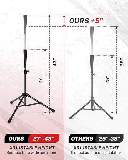Gonex Baseball Softball Practice Hitting Batting Tripod Stand Rubber Tee Collapsible Portable with Carrying Bag