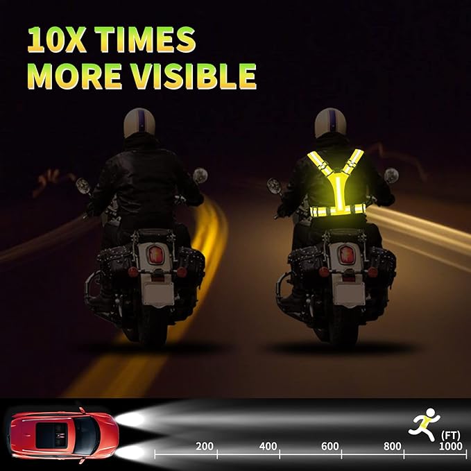 Led Reflective Vest Running Gear,USB Rechargeable Light Up High Visibility Running Vest,6-11hrs Light with Adjustable Waist/Shoulder for Runners Walkers