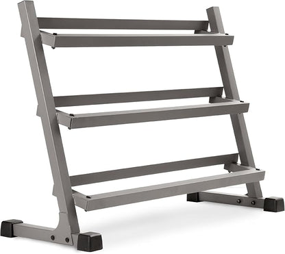 XMARK Dumbbell Set with Rack, Weights Dumbbells, Multiple Free Weights and Horizontal Storage for Home Gym Strength Training, Storage Rack Color Options