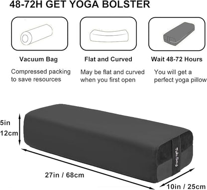 Rectangular Yoga Bolster Pillow, Meditation Pillow for Yin & Restorative Yoga, Filled with Wasted Sponge