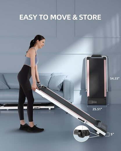 Walking Pad Treadmill with Handle Bar 3.0 HP Foldable Treadmills 300LBS Capacity Folding Walking Pad 3 in 1 Under Desk Treadmill Remote Control with APP