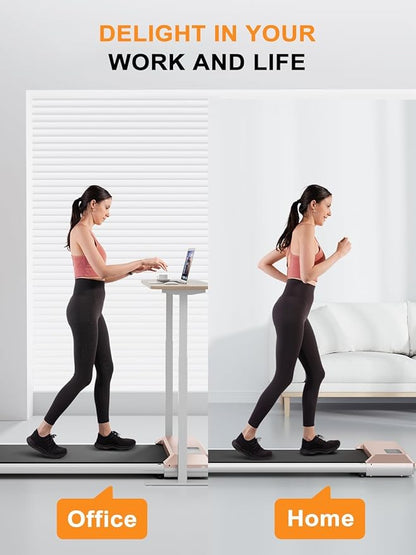 SupeRun Walking Pad, Under Desk Treadmill, 3 in 1 Portable Treadmill with Remote Control LED Display, 2.5 HP Quiet Walking Jogging Machine for Office Home Use, 300 Lbs Capacity