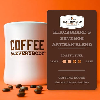 Fresh Roasted Coffee, Blackbeard's Revenge, 5 lb (80 oz), Medium Roast, Kosher, Whole Bean