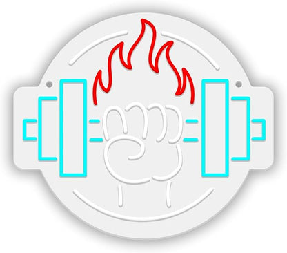 Gym Led Neon Sign- Gym Neon Light Dumbbell Sign for Home Gym Fitness Club Boy's Room Sports Room Decor Neon Light Fitness Club Neon Signs for Wall Art Birthday Gift 5V(13 * 11.81 Inch)