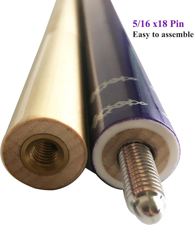 58" Pool Cue Stick,13mm 2-Piece Maple Hardwood Ergonomic Design Billiard Cues Kit,19/20/21oz