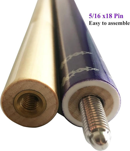 58" Pool Cue Stick,13mm 2-Piece Maple Hardwood Ergonomic Design Billiard Cues Kit,19/20/21oz