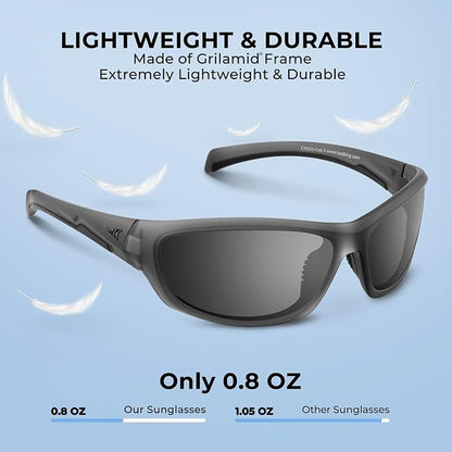 KastKing Hiwassee Polarized Sport Sunglasses for Men and Women, Wrap Sunglasses for Fishing Cycling and Running,UV Protection