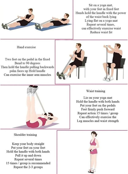 21 Fitness Resistance Bands - 4 Tube Pedal Ankle Puller, Yoga Handle Bands Exerciser Multifunction Trainer Tension Rope for Body, Abdomen, Waist, Arm, Tummy Exercise Stretching Training ( Color : Blue