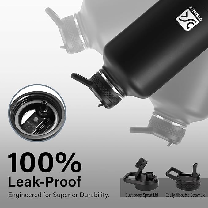 Insulated Water Bottle | Thickened Stainless Steel Vacuum Metal | Portable Sports Half Gallon Large Water Jug for Gym and Hiking with Straw, Carrier Bag, Handle Strap | BPA-Free 64 oz