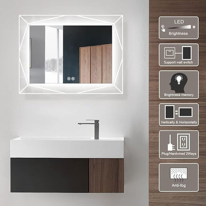 LED Bathroom Mirror with Lights 48 x 28 inch,