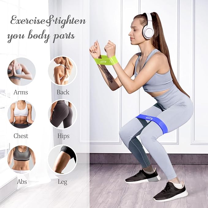 VEICK Resistance Loop Exercise Bands, Elastic Workout Bands for Men Women, Set of 5 Different Resistance Levels Stretch Band for Home Fitness Stretching Strength Training Physical Therap