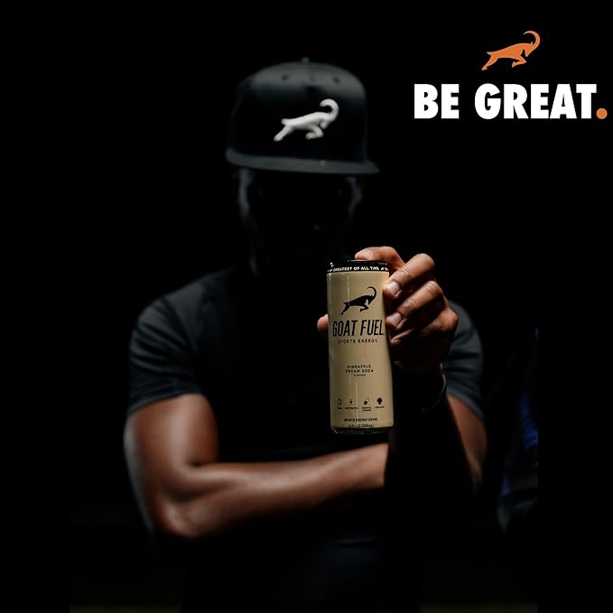 G.O.A.T. Fuel Energy Drink, Co-Founded by Jerry Rice, Natural Caffeine, Electrolytes, BCAAs, Cordyceps Mushrooms & Antioxidants, Light Carbonation Pre Workout, 12 Pack, 12 FL Oz, Pineapple Cream Soda