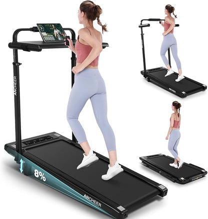 Walking Pad Treadmill with Desk Workstation,3.0 HP Foldable Treadmills with 12% Incline & Handle Bar,300lbs Capacity,2s Folding,Ultra-Quiet,Small/Compact Under Desk Treadmills for Home Ofiice