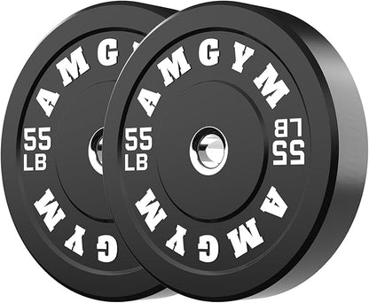 2 Inch Bumper Plates，10-500lbs，Barbell Rubber Olympic Weight Plates Set for Home Gym, Strength Training & Weight Lifting, Multiple Options Colors