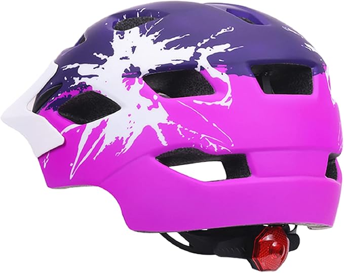Kids Bike Helmet,Bavilk Kids Boys Girls Bike Helmets with LED Light Detachable Visor Children Youth Teen Multi-Sport for Skating Cycling Scooter Skateboard Adjustable & Lightweight 19.7"-22.4"