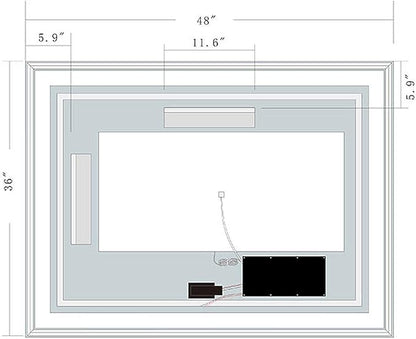 LED Bathroom Mirror 55x36 inch,